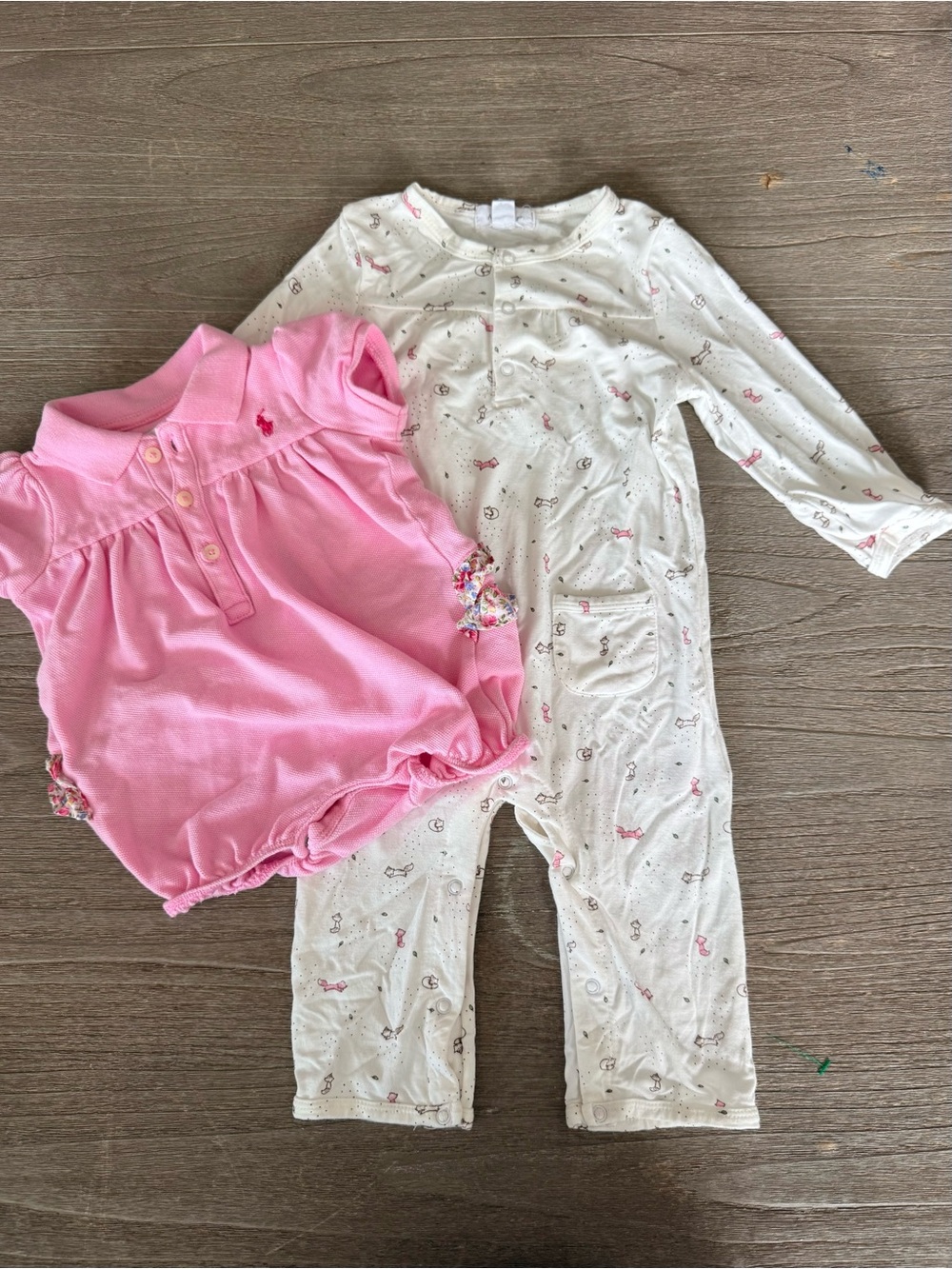 Baby Girl Bundle size 3M RALPH LAUREN ANGEL DEAR romper sleeper set